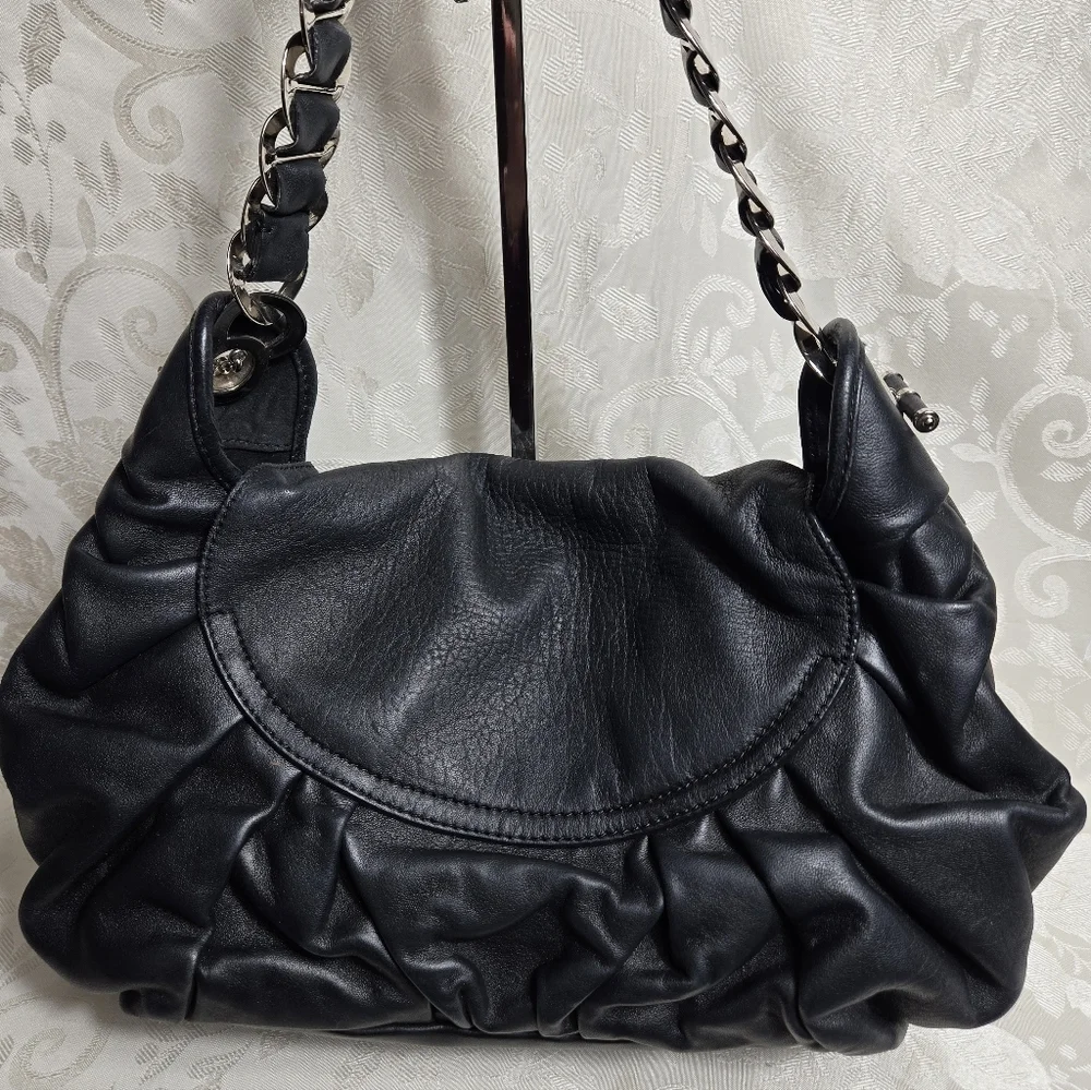 Christian Dior Vintage Black Leather Jazz Club Hobo Shoulder Bag